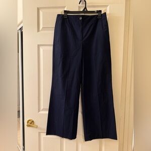 Navy Blue Women's Pants Wide Leg Polplin Size 8 NWT